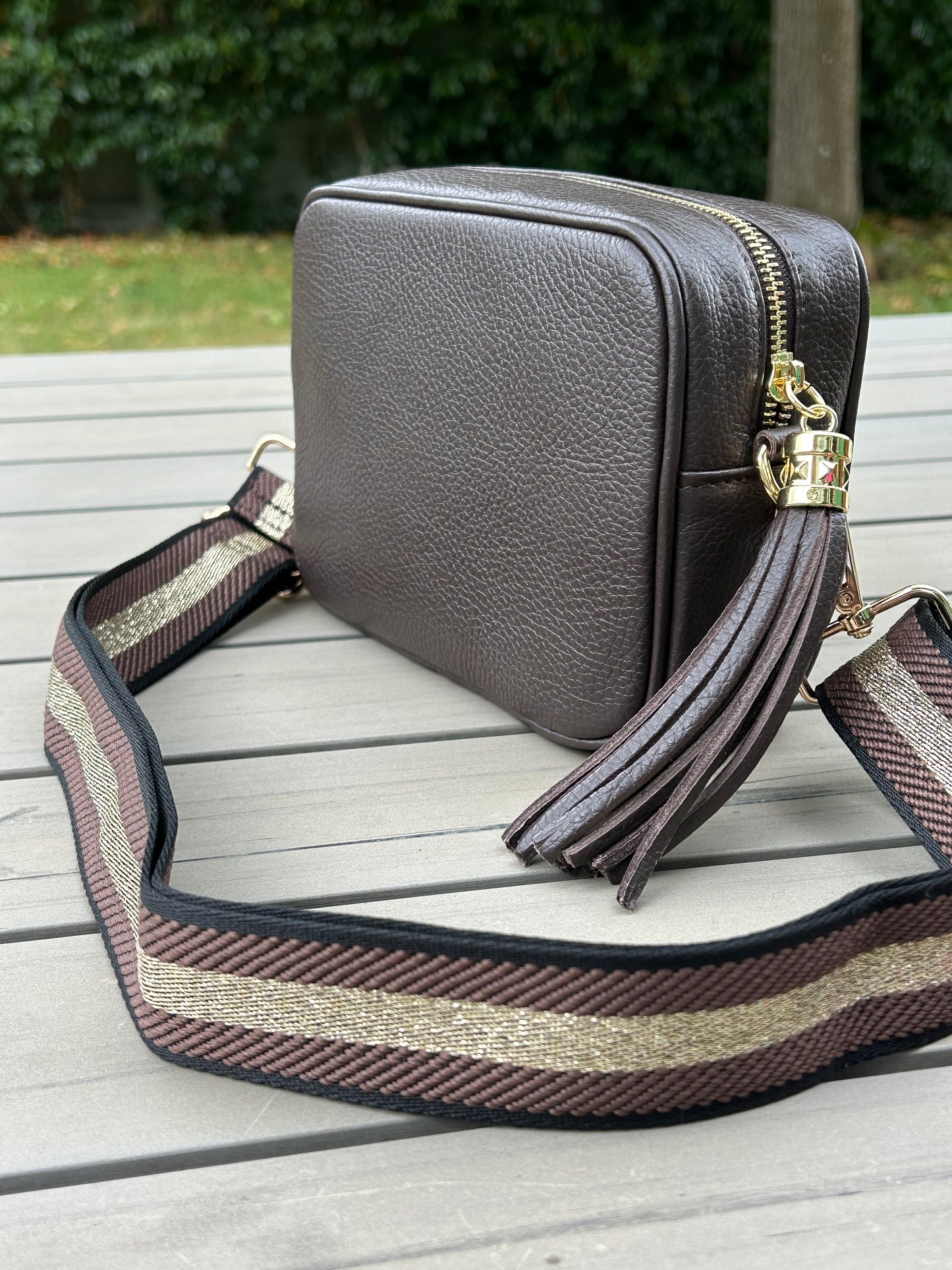 Stripe Bag Strap | Chocolate Brown