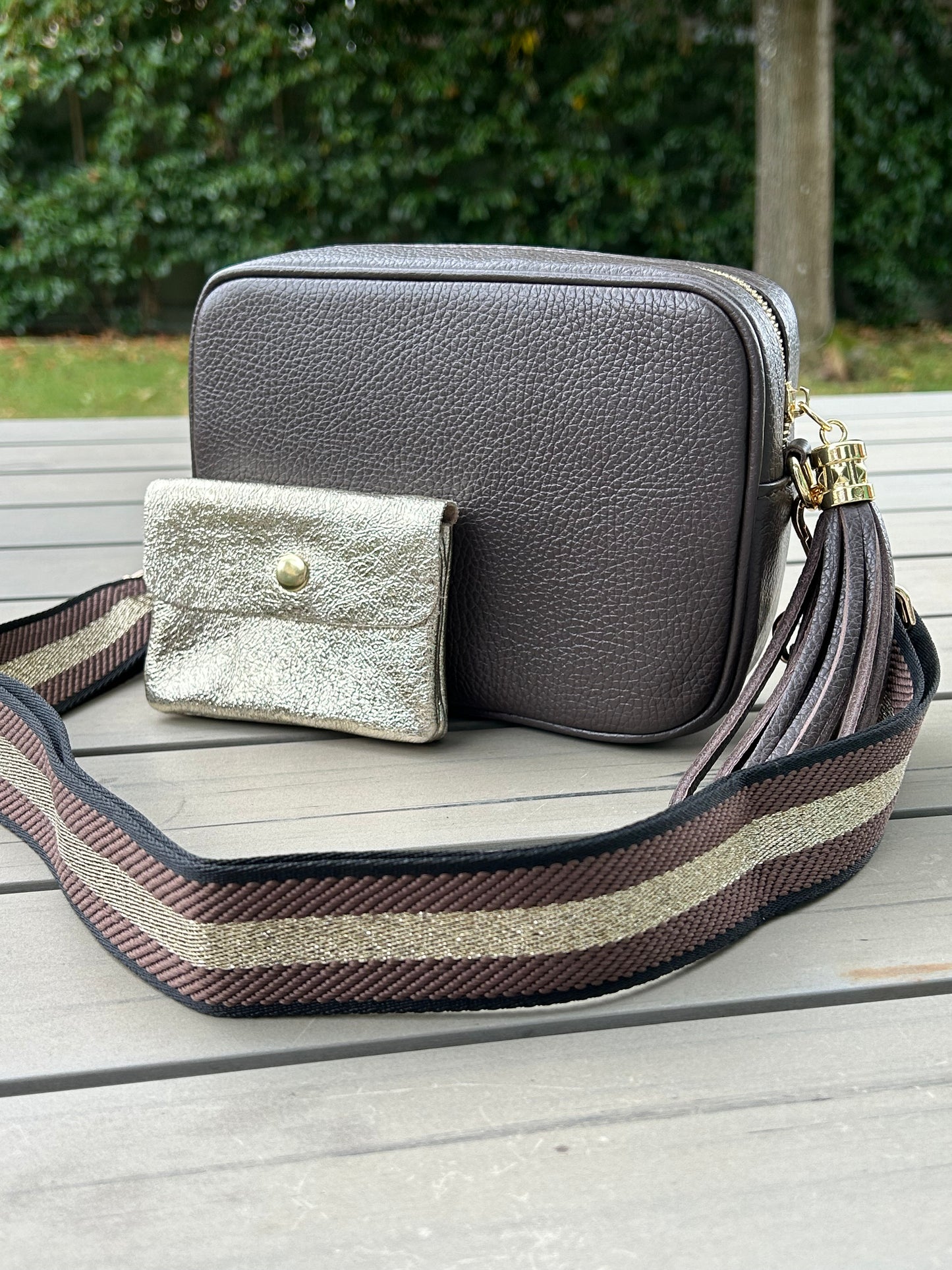 Stripe Bag Strap | Chocolate Brown