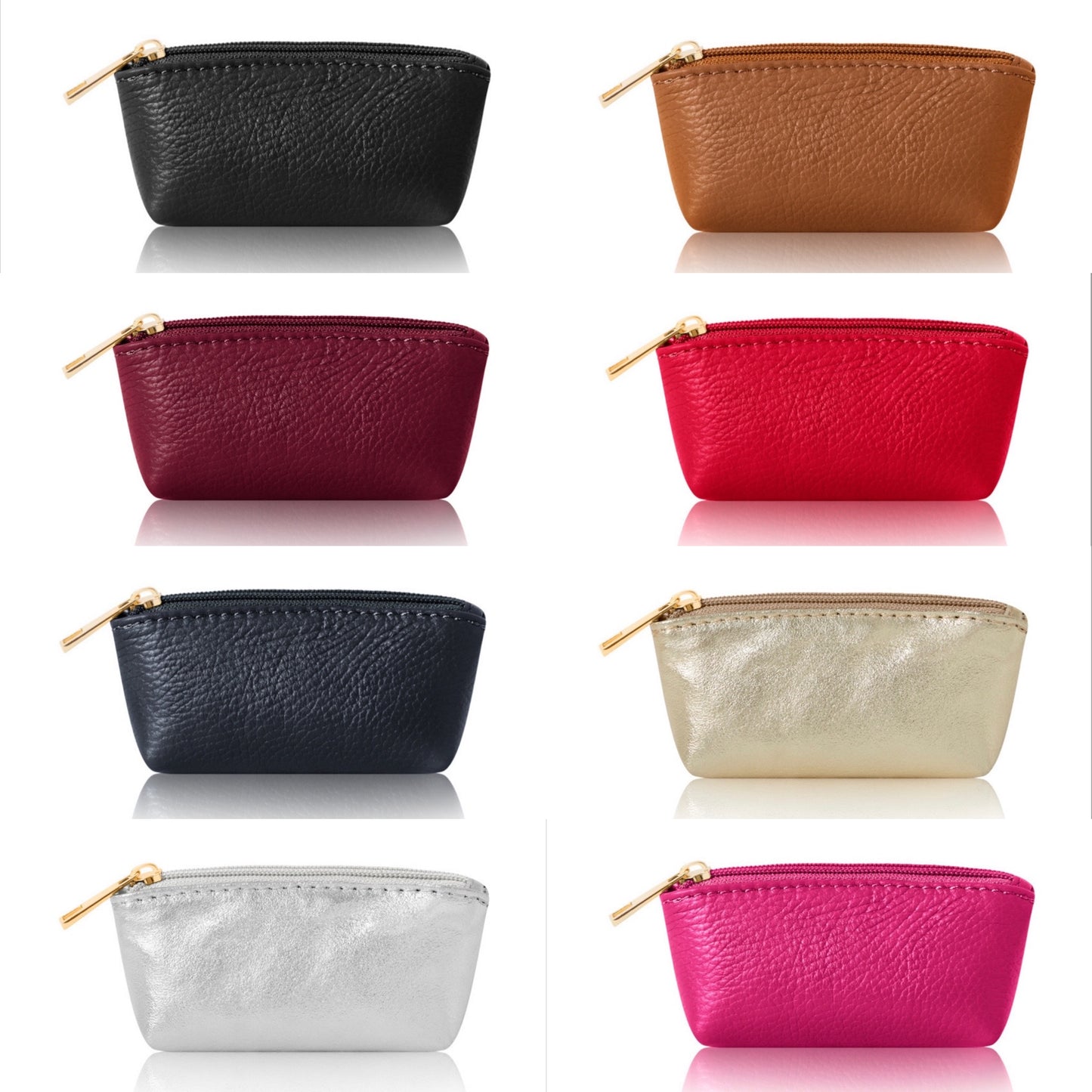 Leather Curved Mini Pouch | Navy