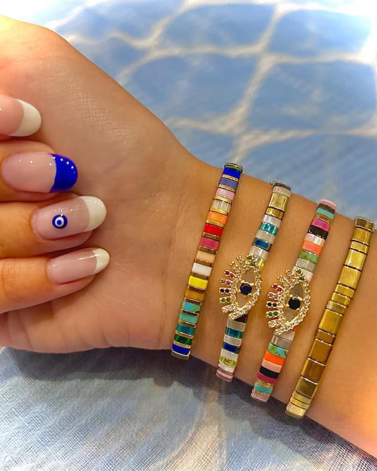 Miyuki Bead Evil Eye Tile Bracelet | Mixed