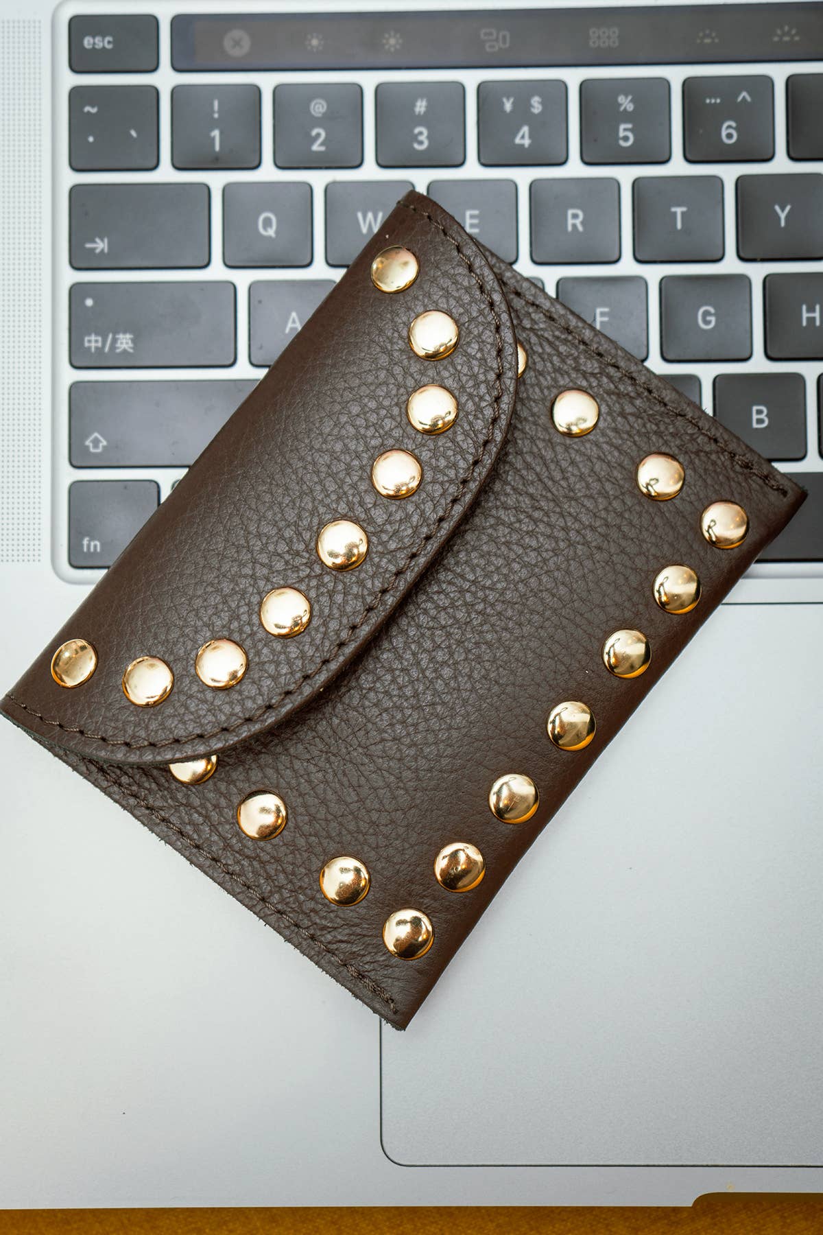 Studded Leather Purse | Chocolate