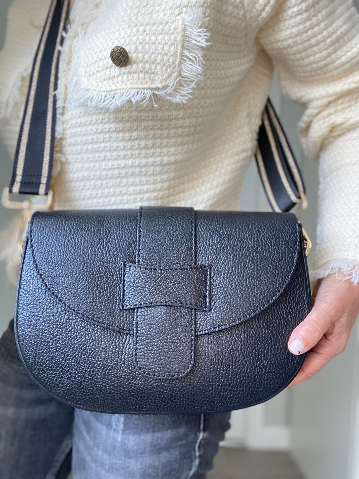Milano Leather Crossbody Bag | Navy