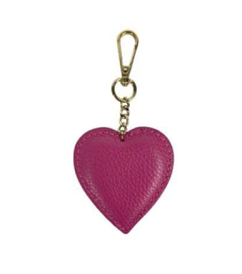 Leather Heart Keyring | Magenta