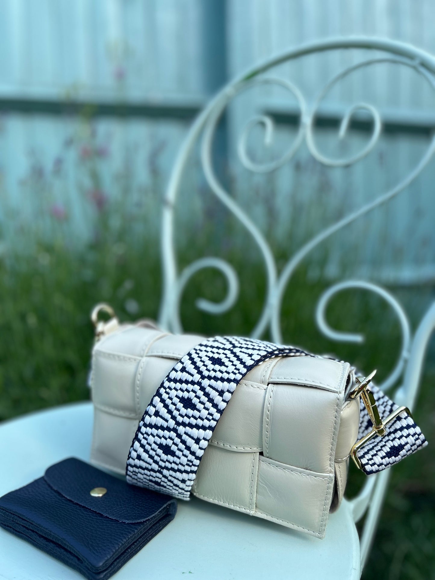 Verona Padded Woven Leather Bag | Cream