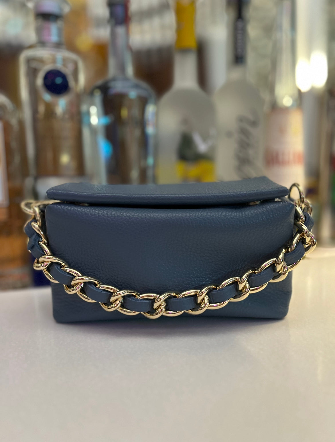 Naples Chain Crossbody Bag | Denim Blue