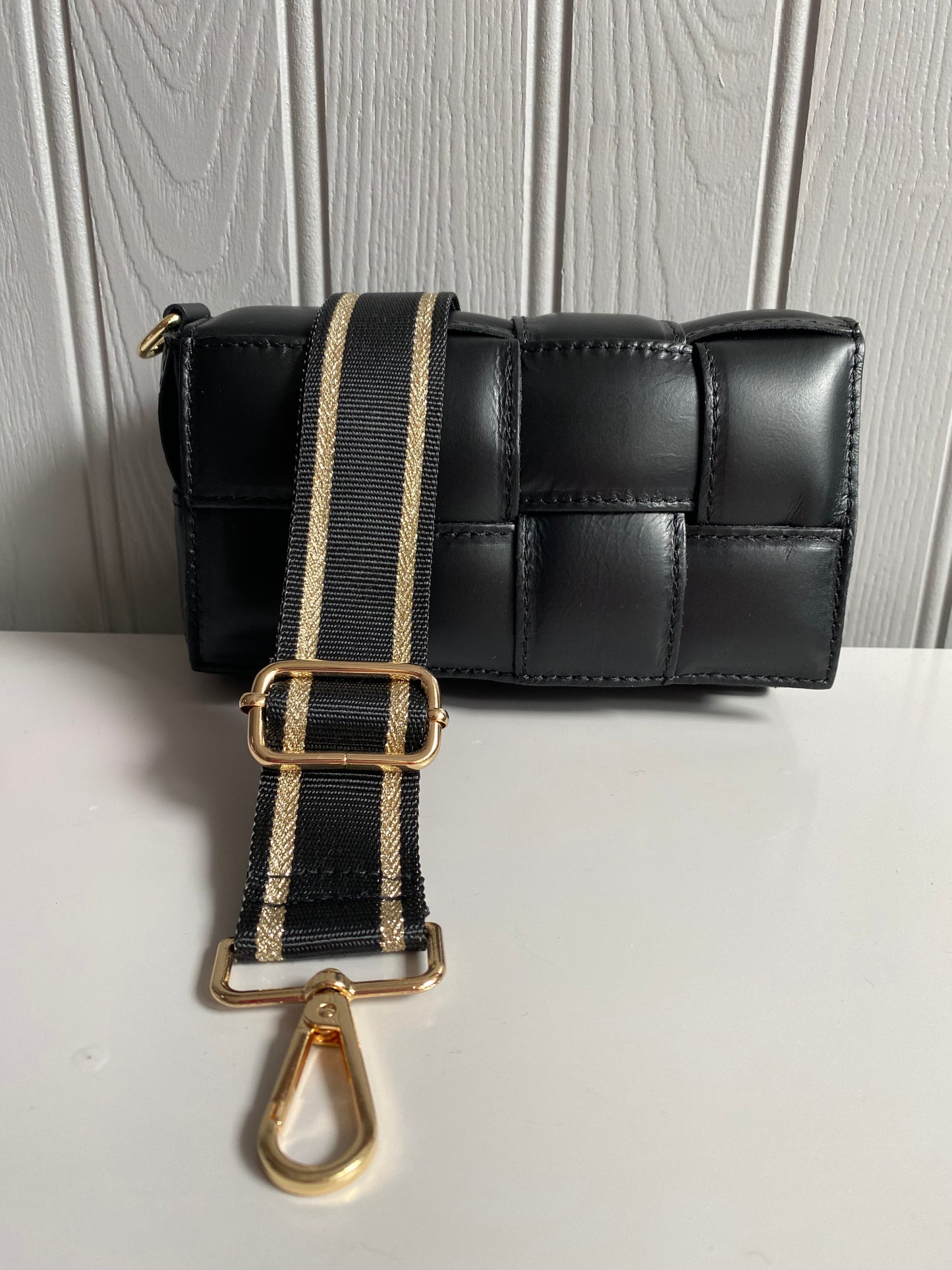 Stripe Bag Strap | Black & Gold