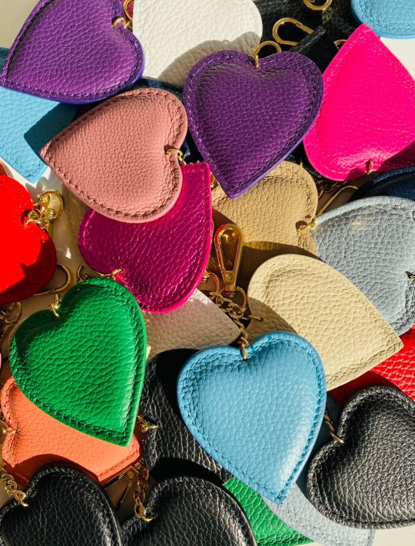 Leather Heart Keyring | Cream