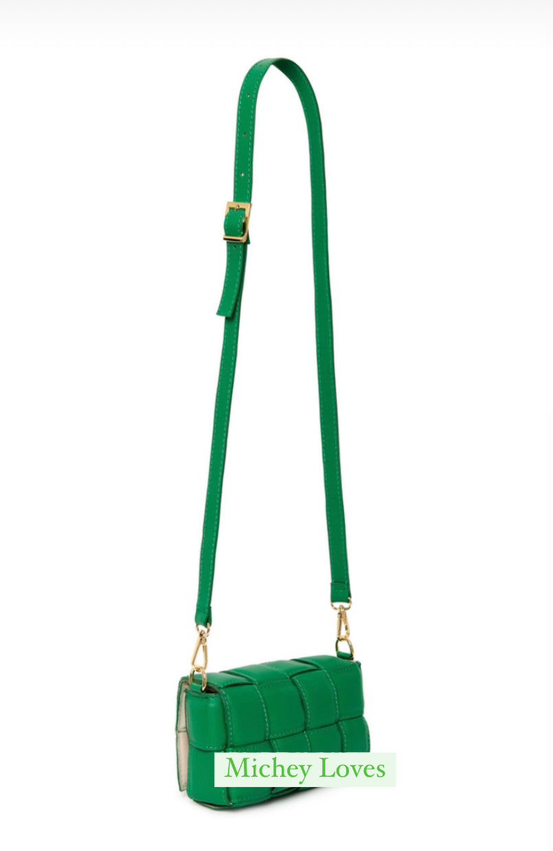 Verona Padded Woven Leather Bag | Navy
