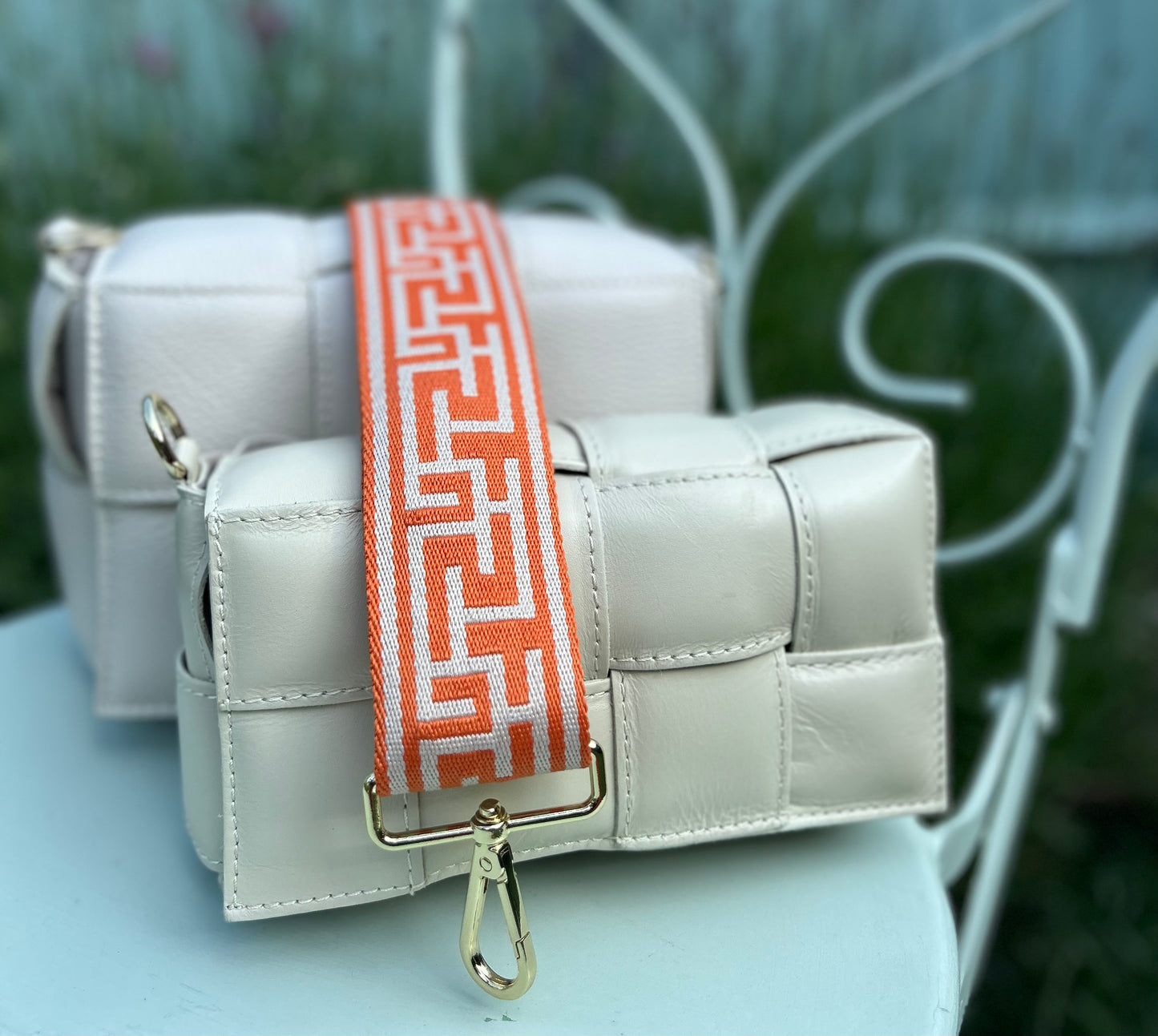Puzzle Bag Strap | Orange & Cream