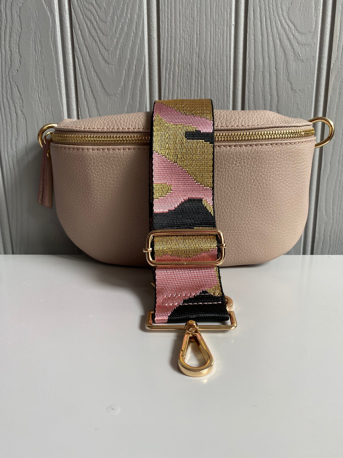 Camouflage Glitter Bag Strap | Light Pink