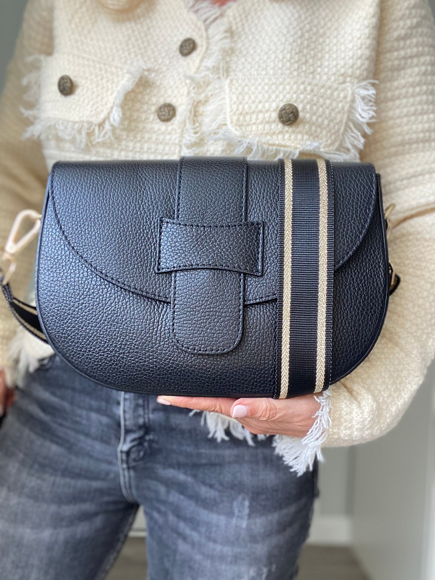 Milano Leather Crossbody Bag | Navy