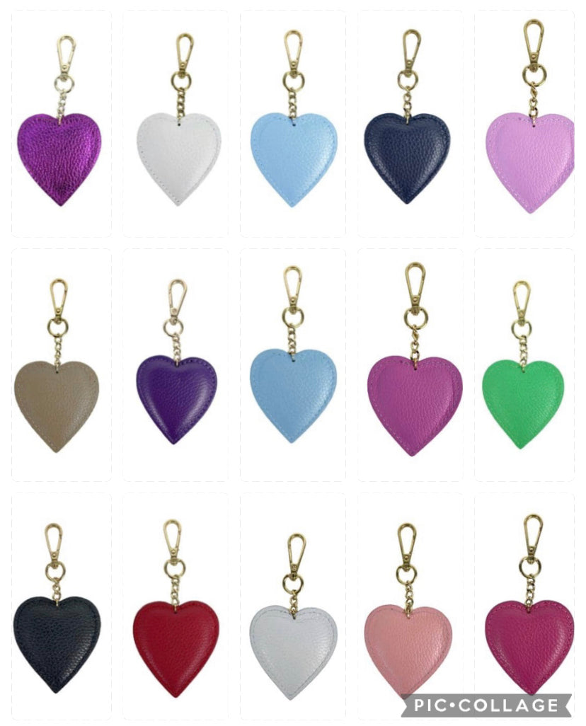 Leather Heart Keyring | Light Blue