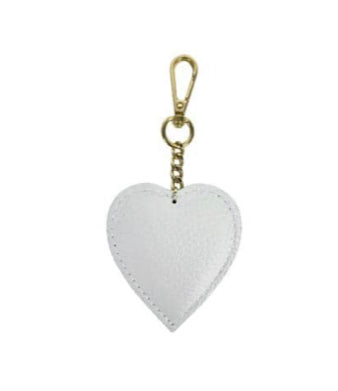 Leather Heart Keyring | White