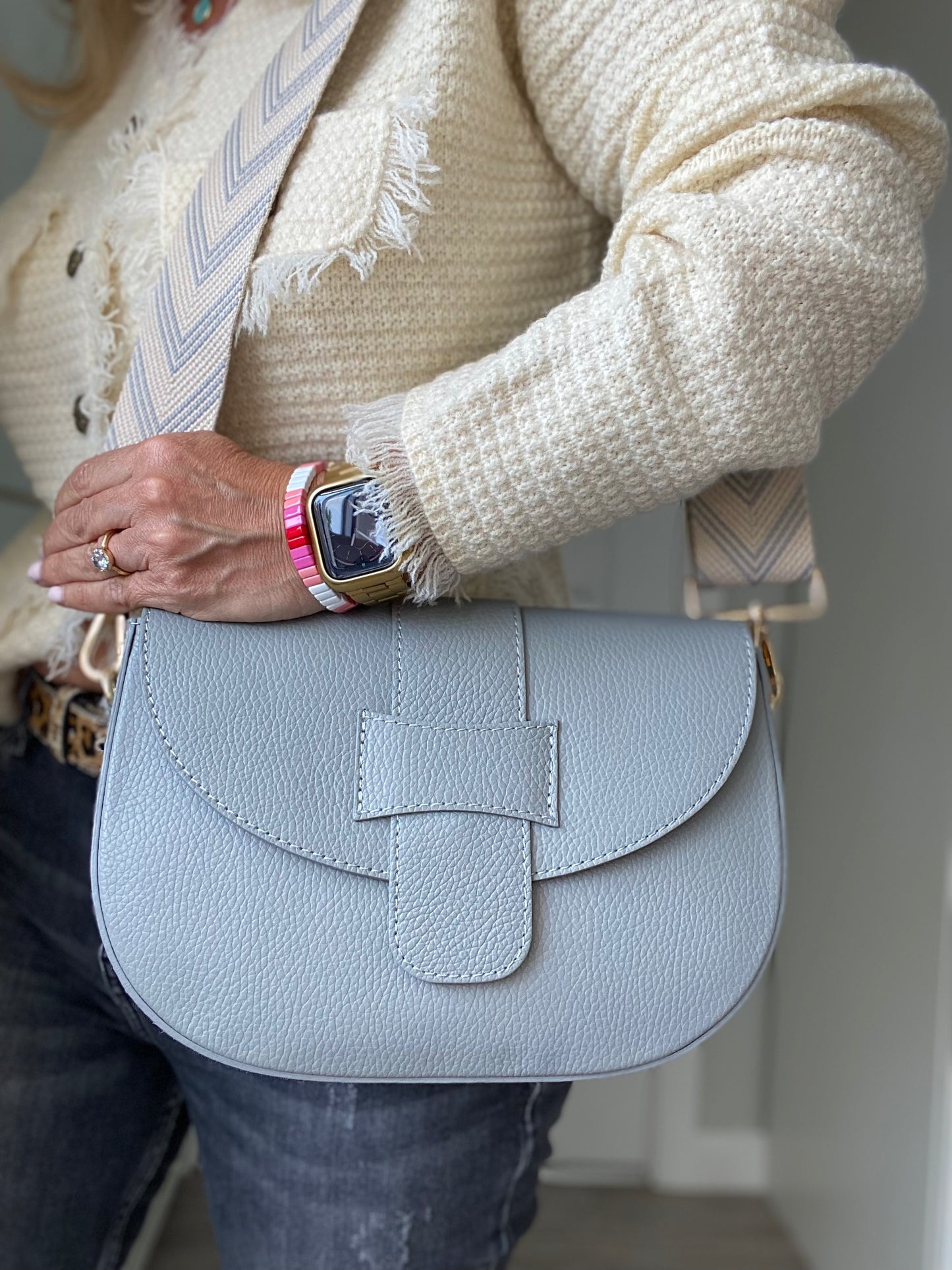 Milano Leather Crossbody Bag | Grey