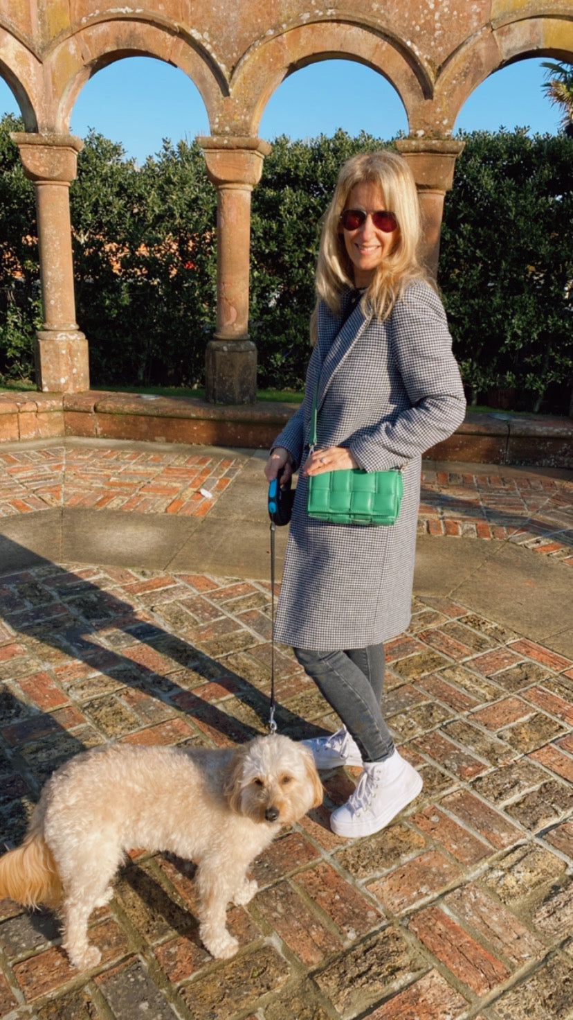 Verona Padded Woven Leather Bag | Navy
