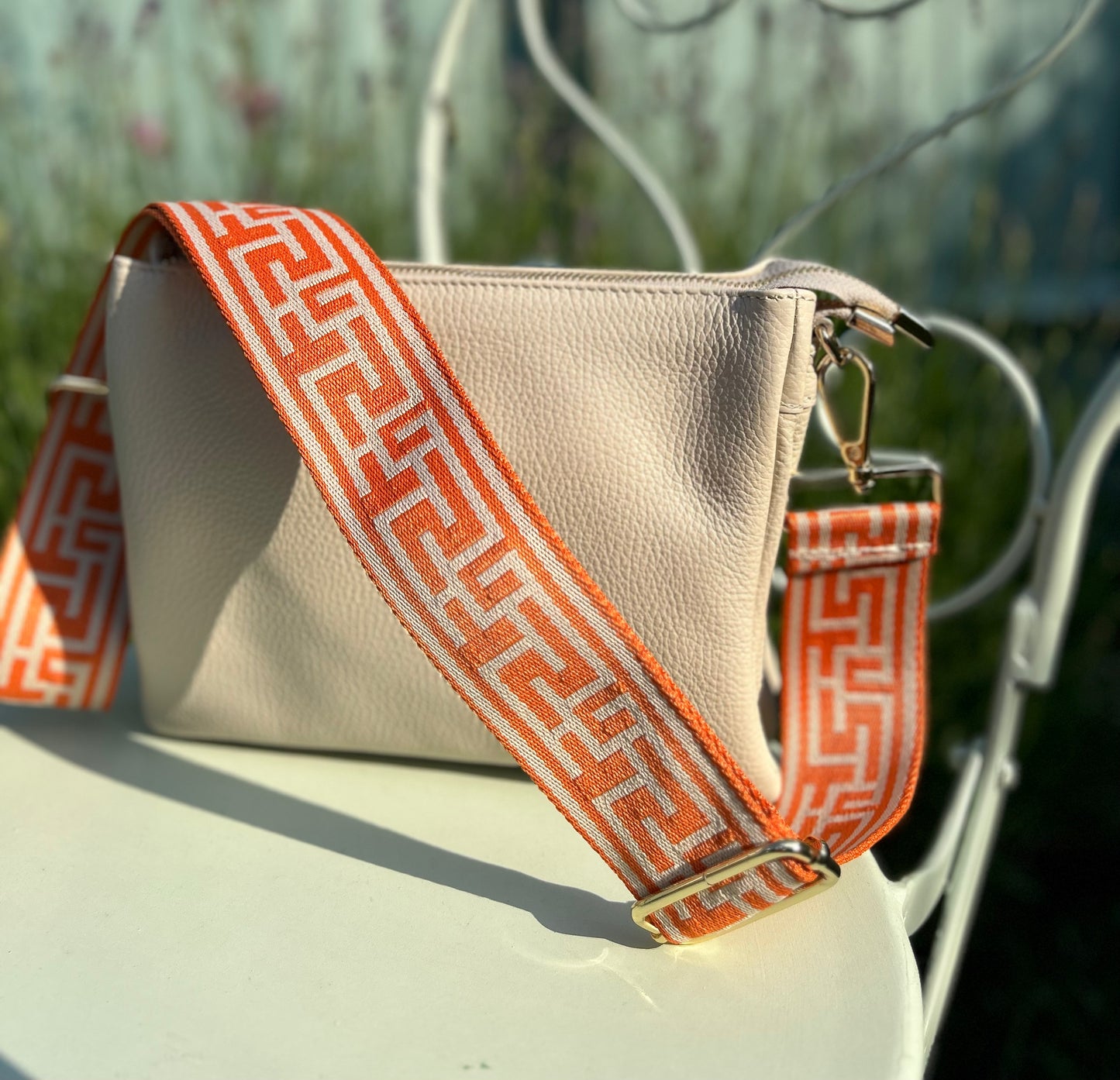 Puzzle Bag Strap | Orange & Cream