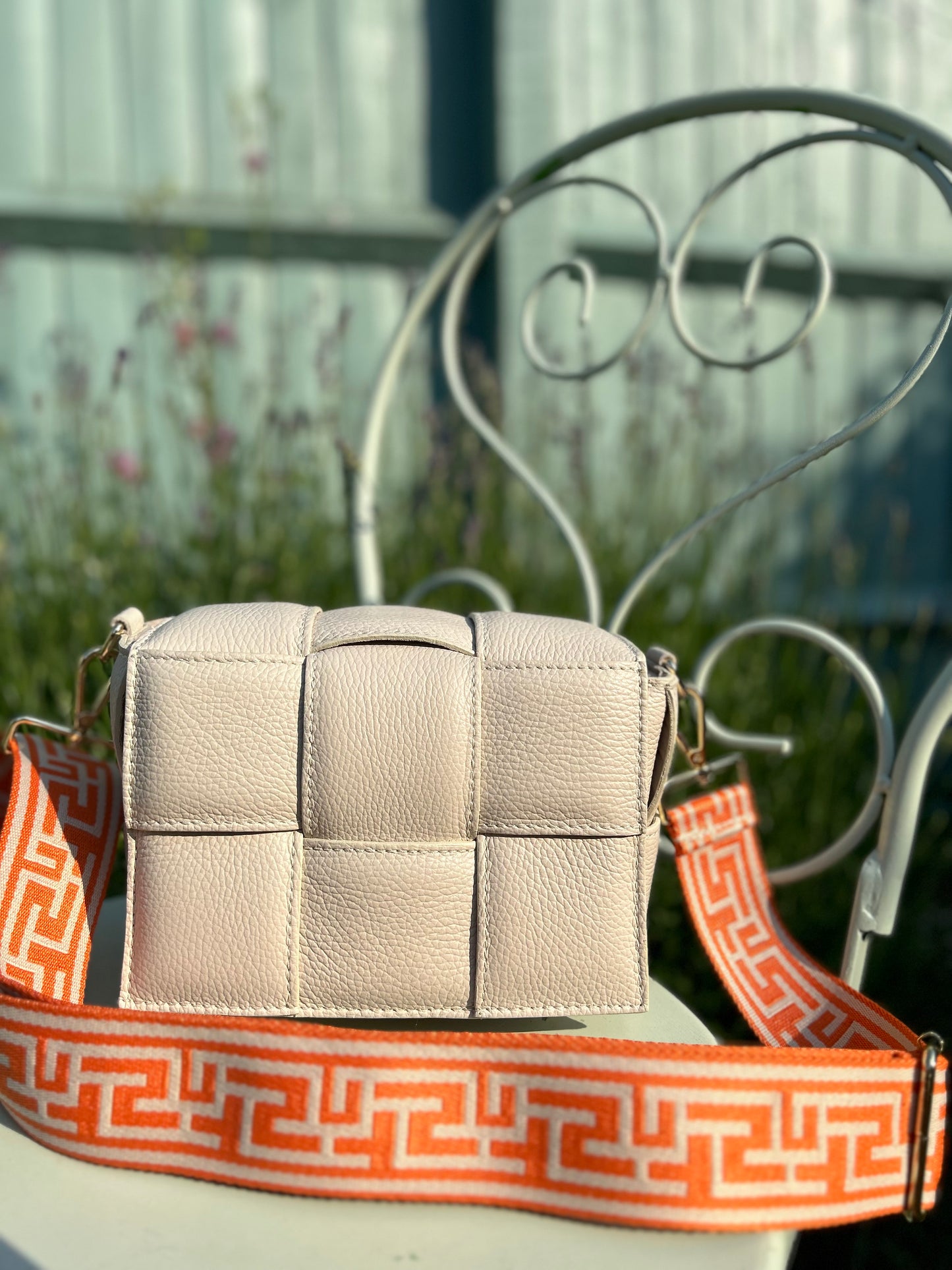 Puzzle Bag Strap | Orange & Cream