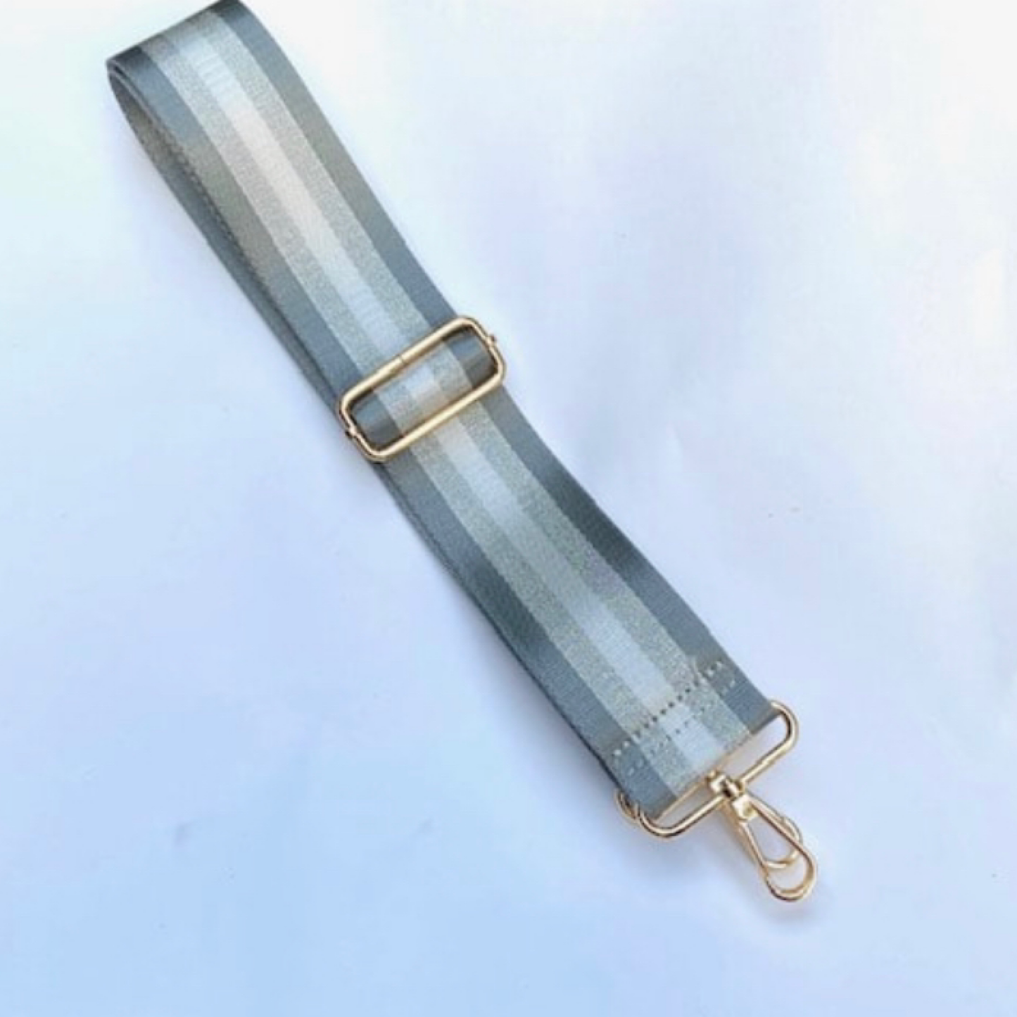 Grey & Silver Stripe Bag Strap