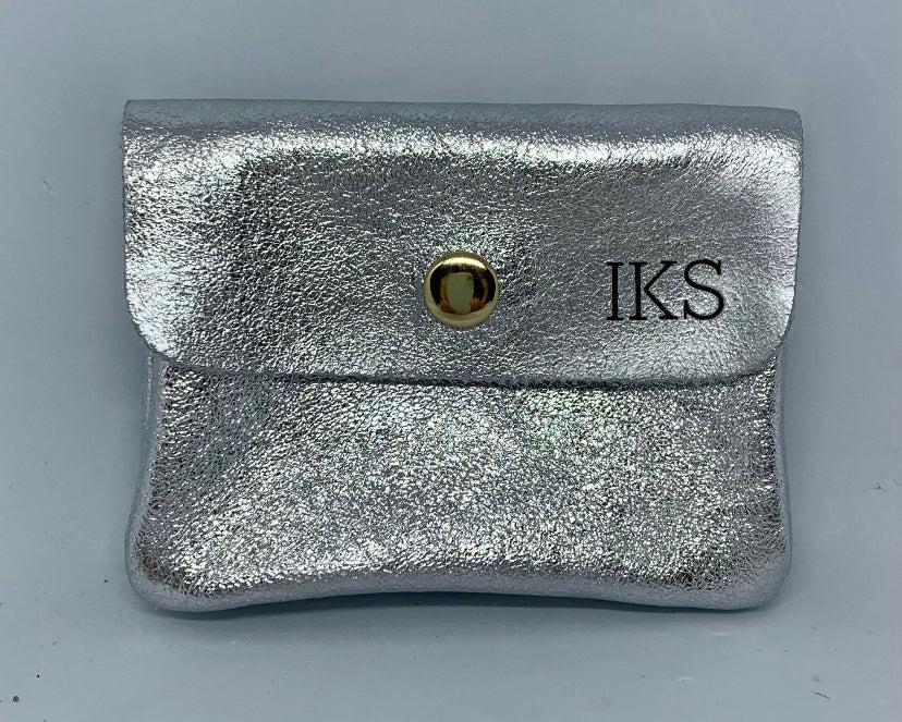 Leather Credit Card Coin Purse | Purple