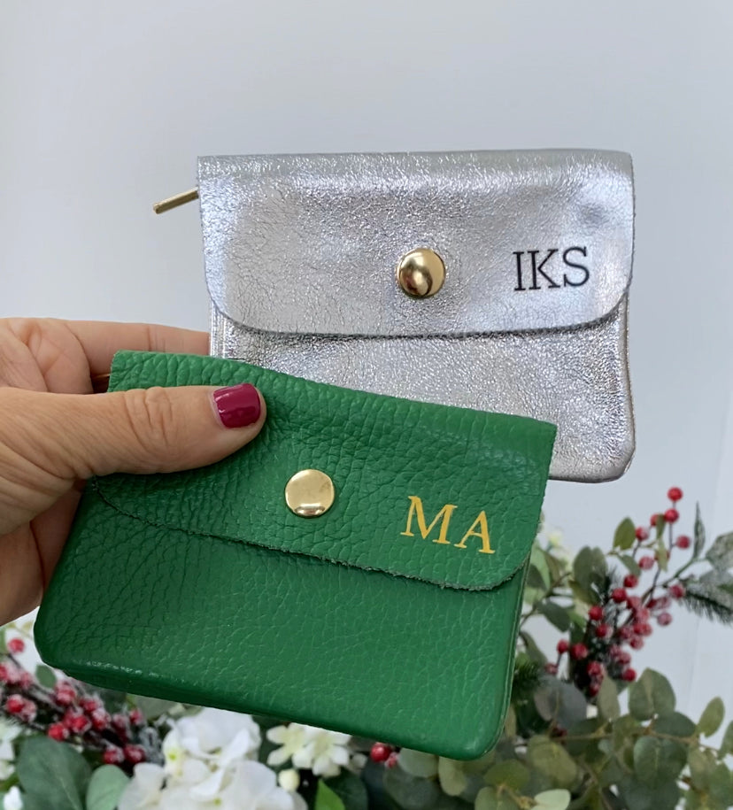 Leather Credit Card Coin Purse | Purple
