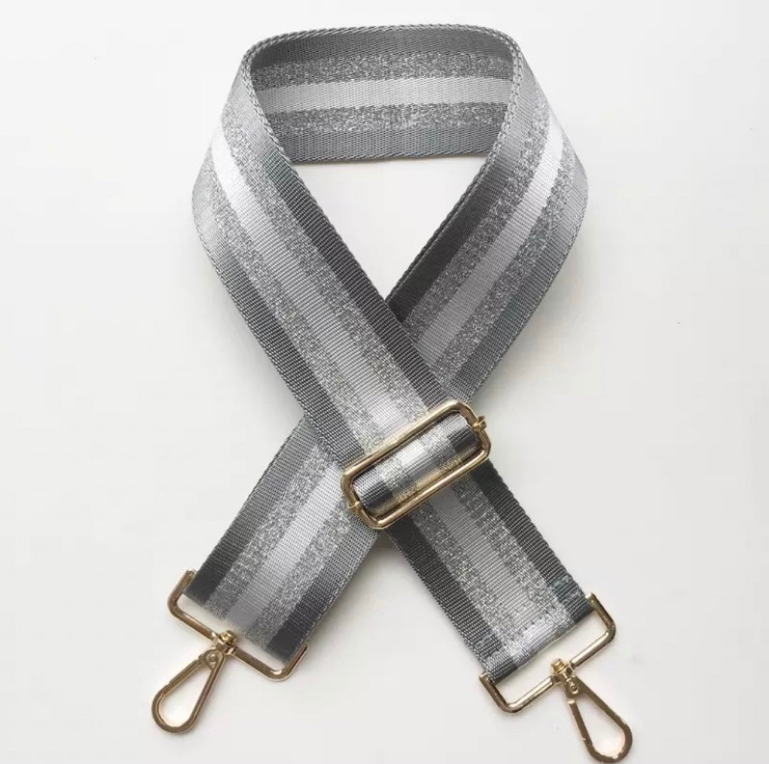 Grey & Silver Stripe Bag Strap