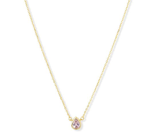Crystal Teardrop Necklace | Pink