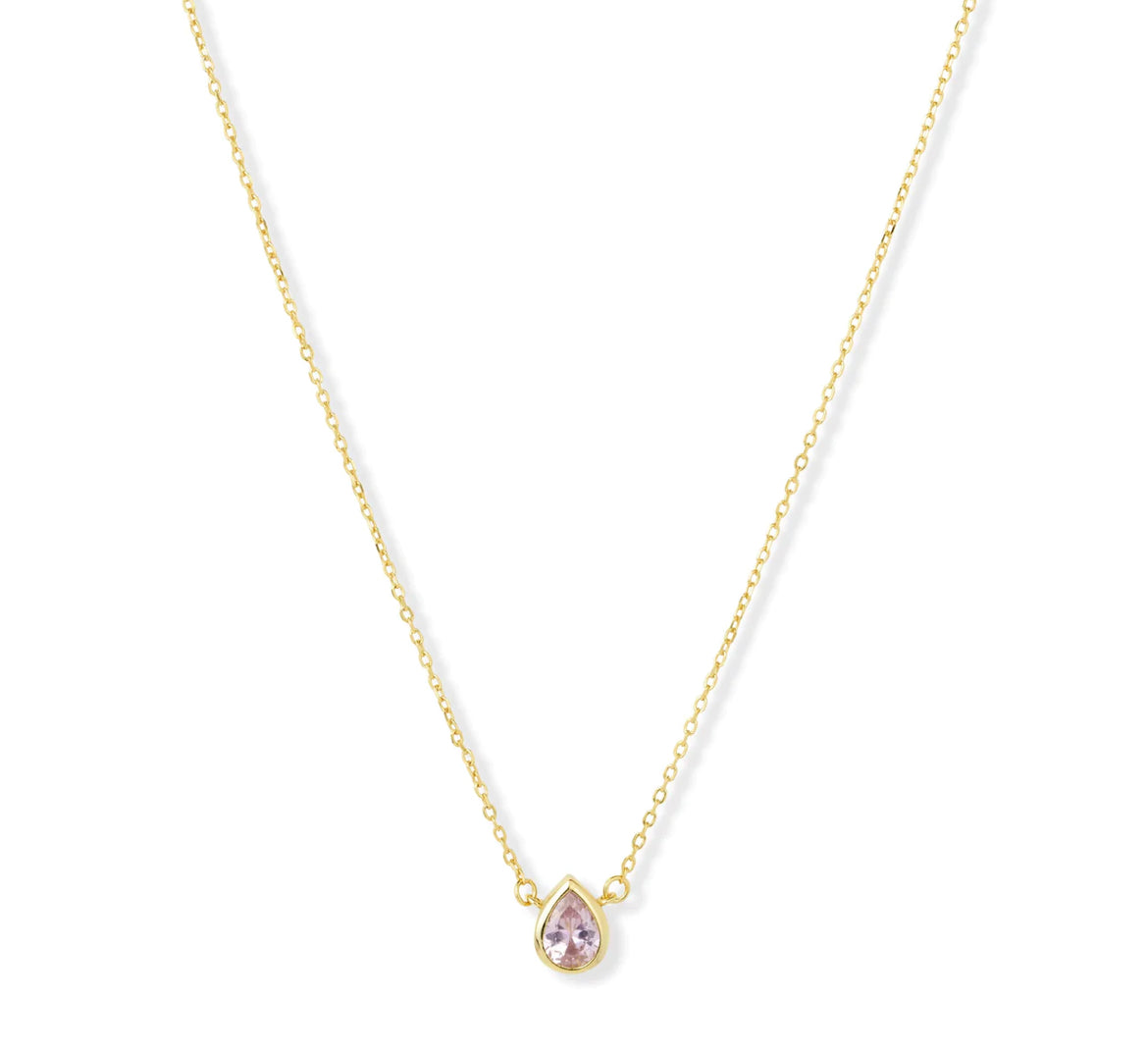 Crystal Teardrop Necklace | Pink