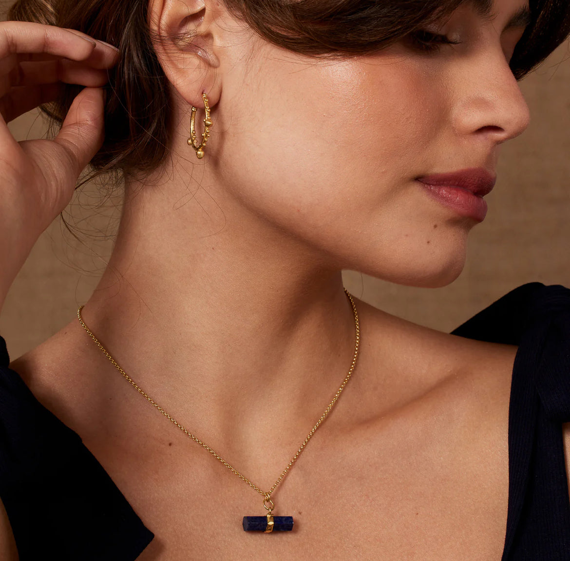 Renee Gemstone Bar Necklace Lapis Lazuli