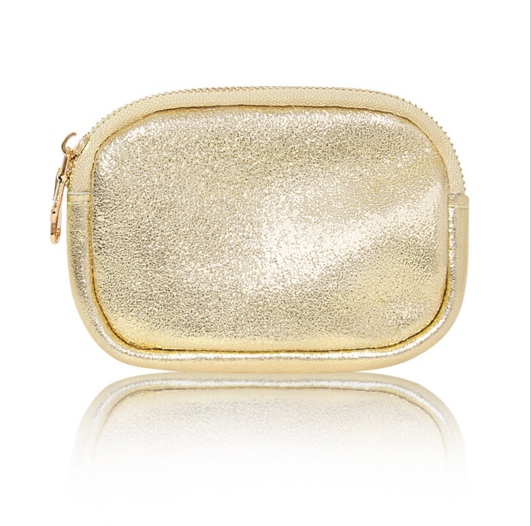 Leather Double Zip Purse | Gold