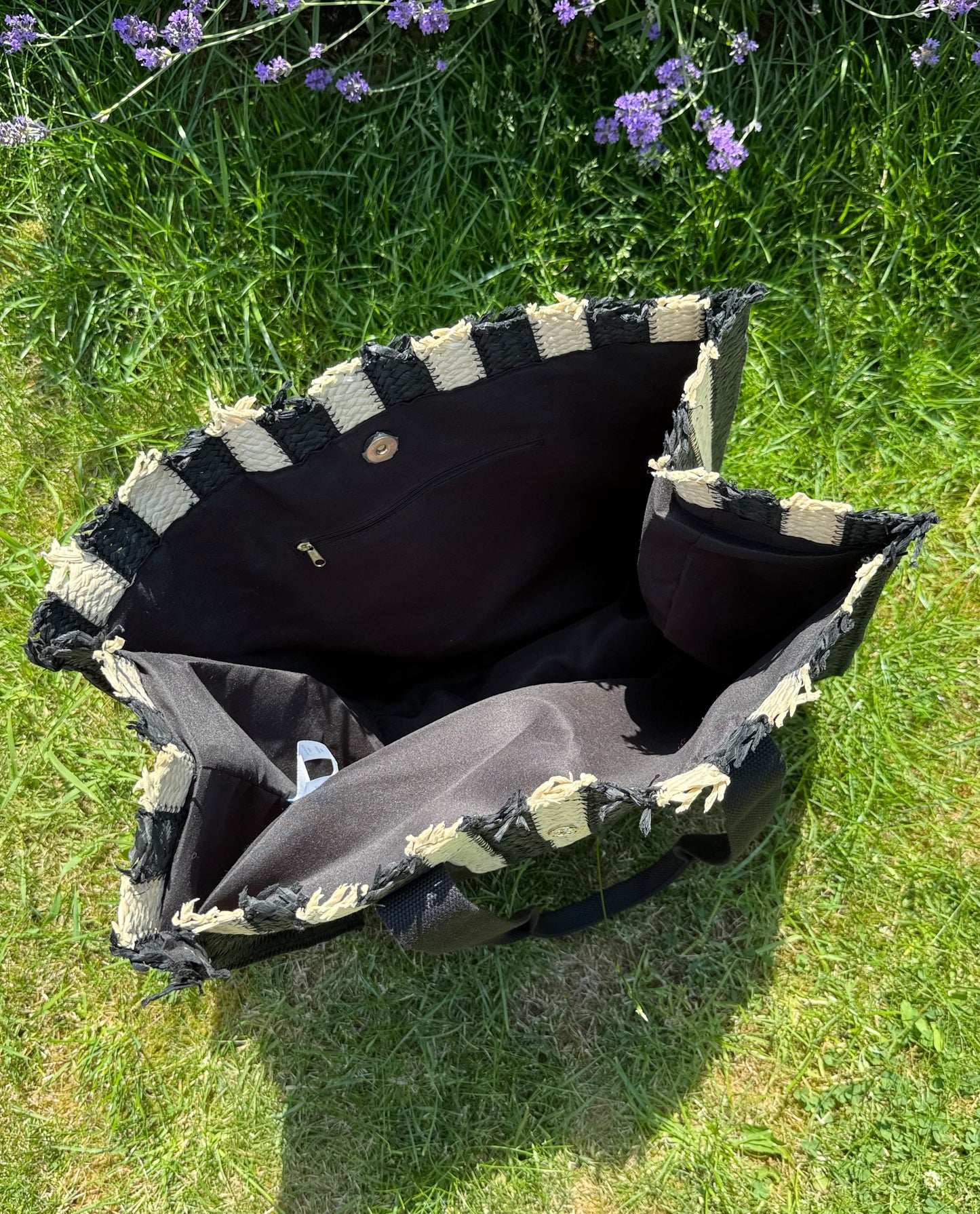 Nero Striped Woven Tote