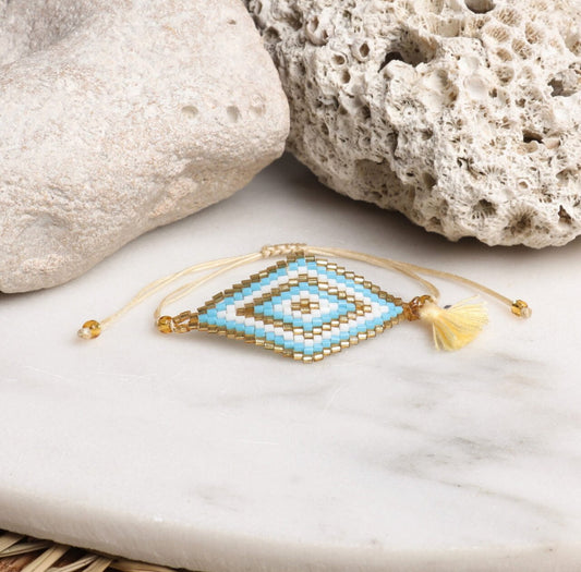 Coming Soon - Diamond Miyuki Bead Bracelet | Turquoise & Gold