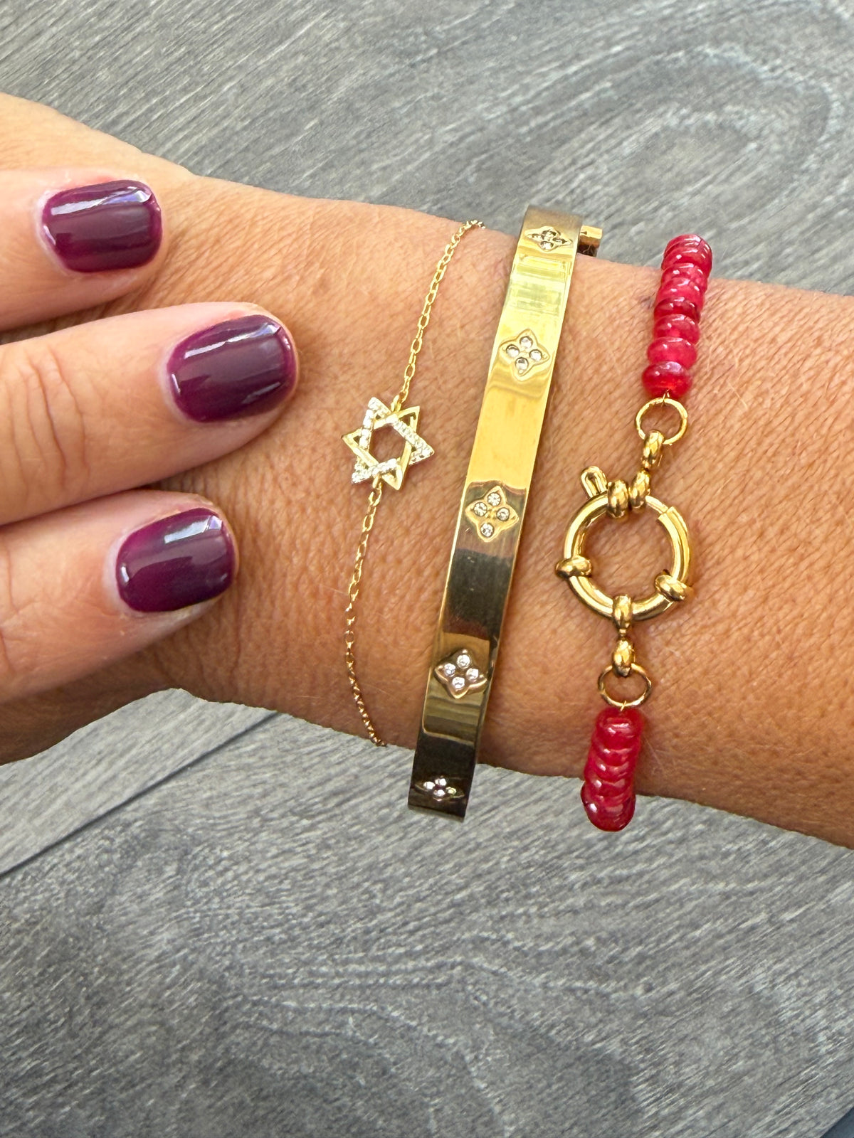 Retro Stone Beaded Bracelet | Red