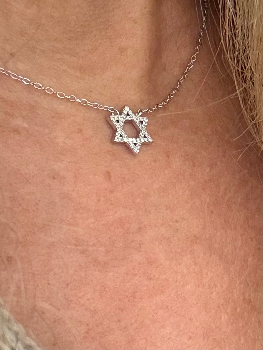 Pave Star of David Necklace | Gold or Silver