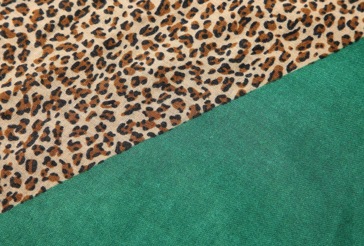 Leopard Colour Block Scarf | Green