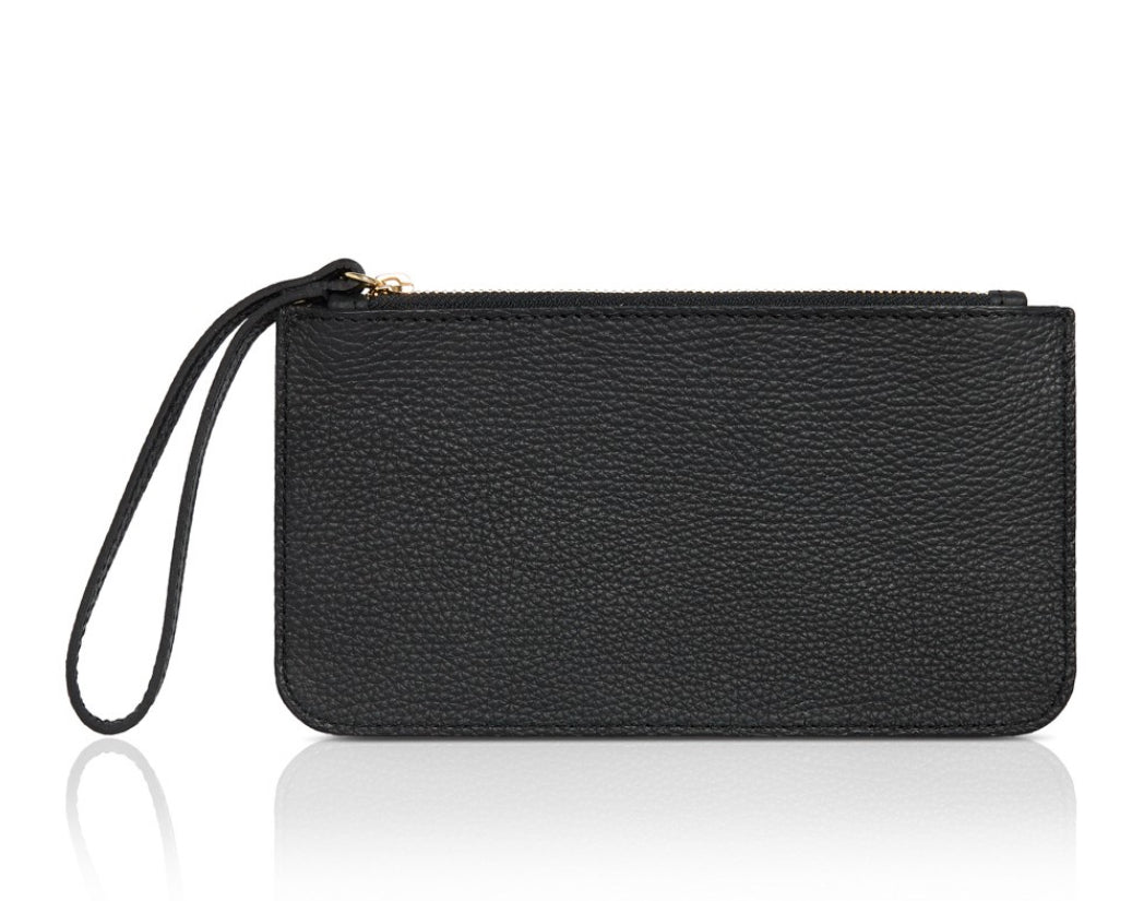 Leather Wristlet Clutch | Black