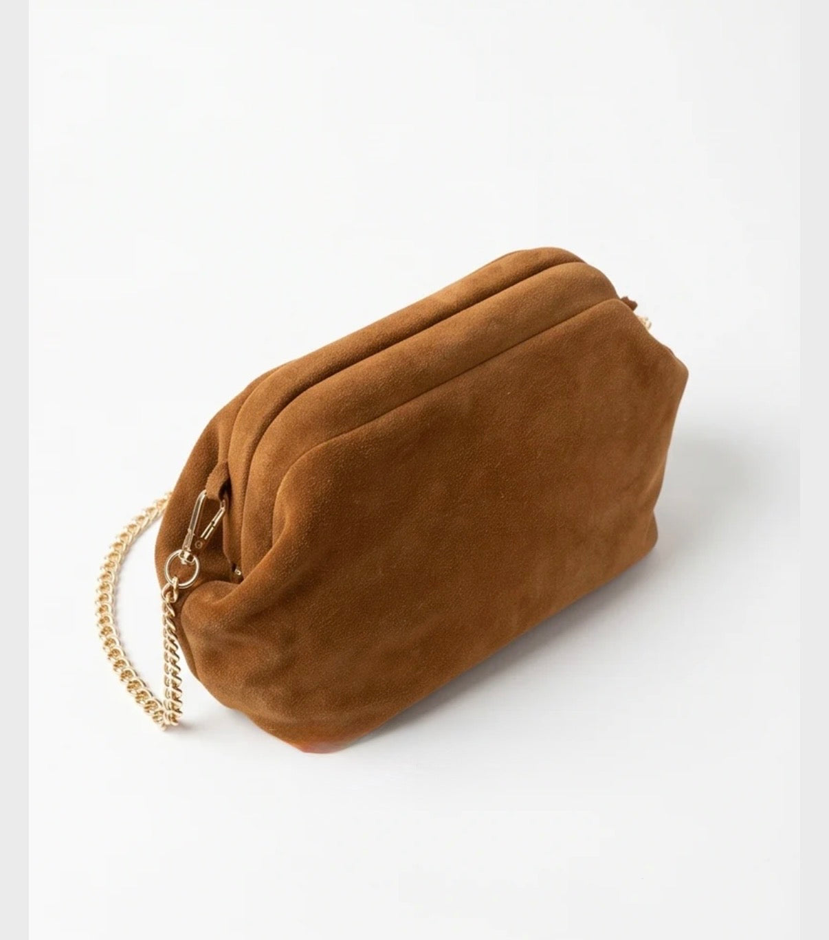 The Suede Shell Chain Bag | Tan