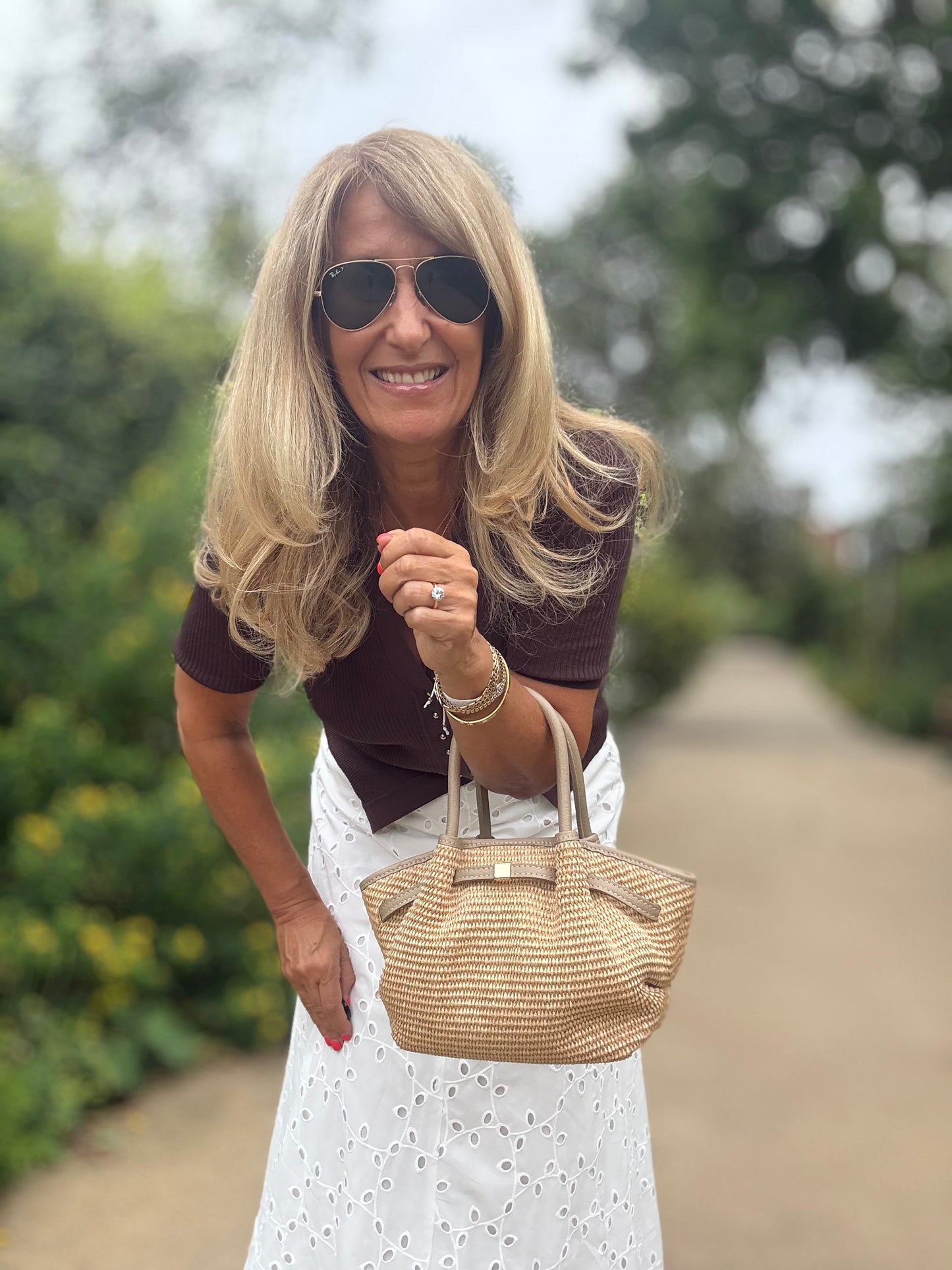 The Positano Raffia & Leather Tote Bag | Taupe