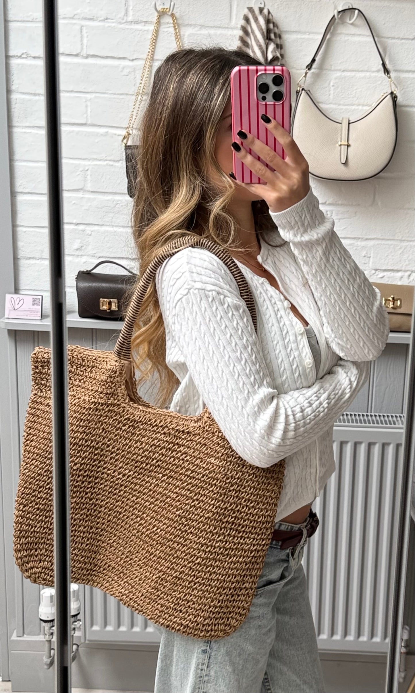 Gracie Packable Woven Tote  with Zipper | Tan