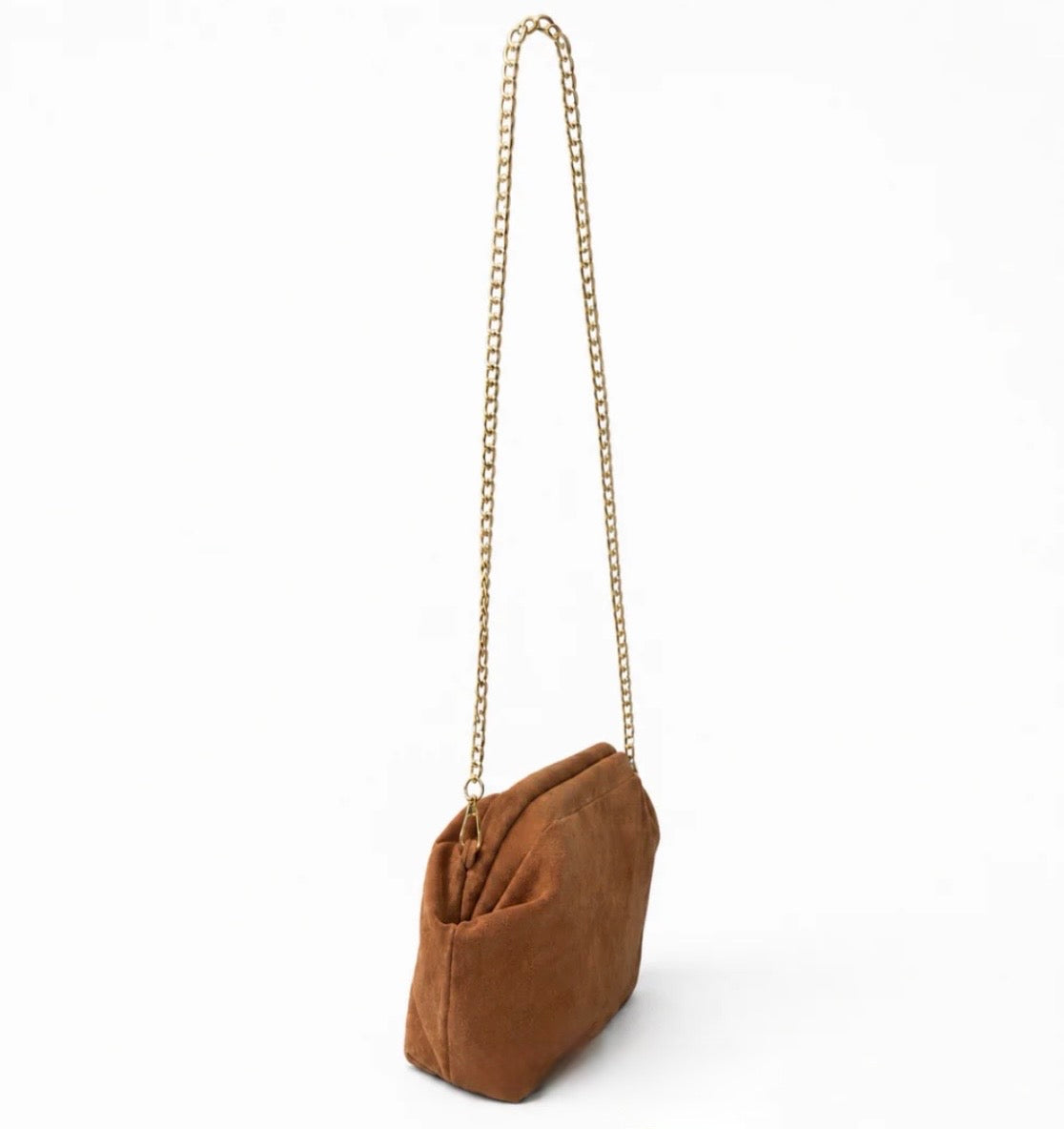 The Suede Shell Chain Bag | Tan