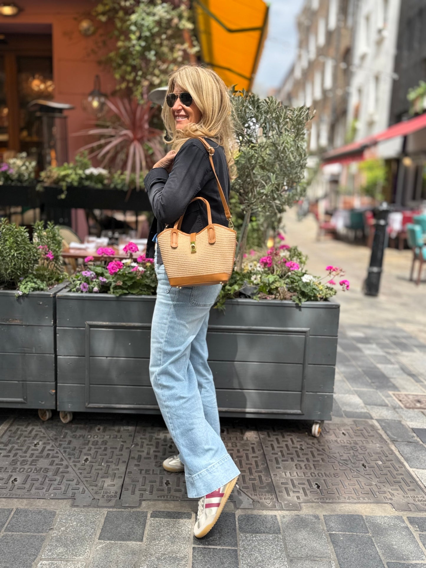 Ravello Raffia & Leather Tote | Tan