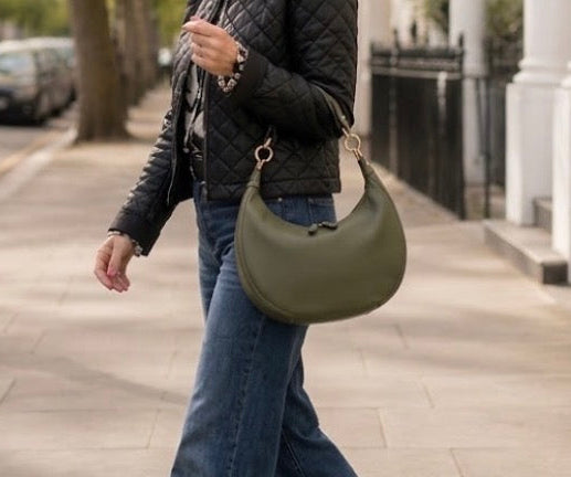 Valencia Crescent Hobo Bag | Olive