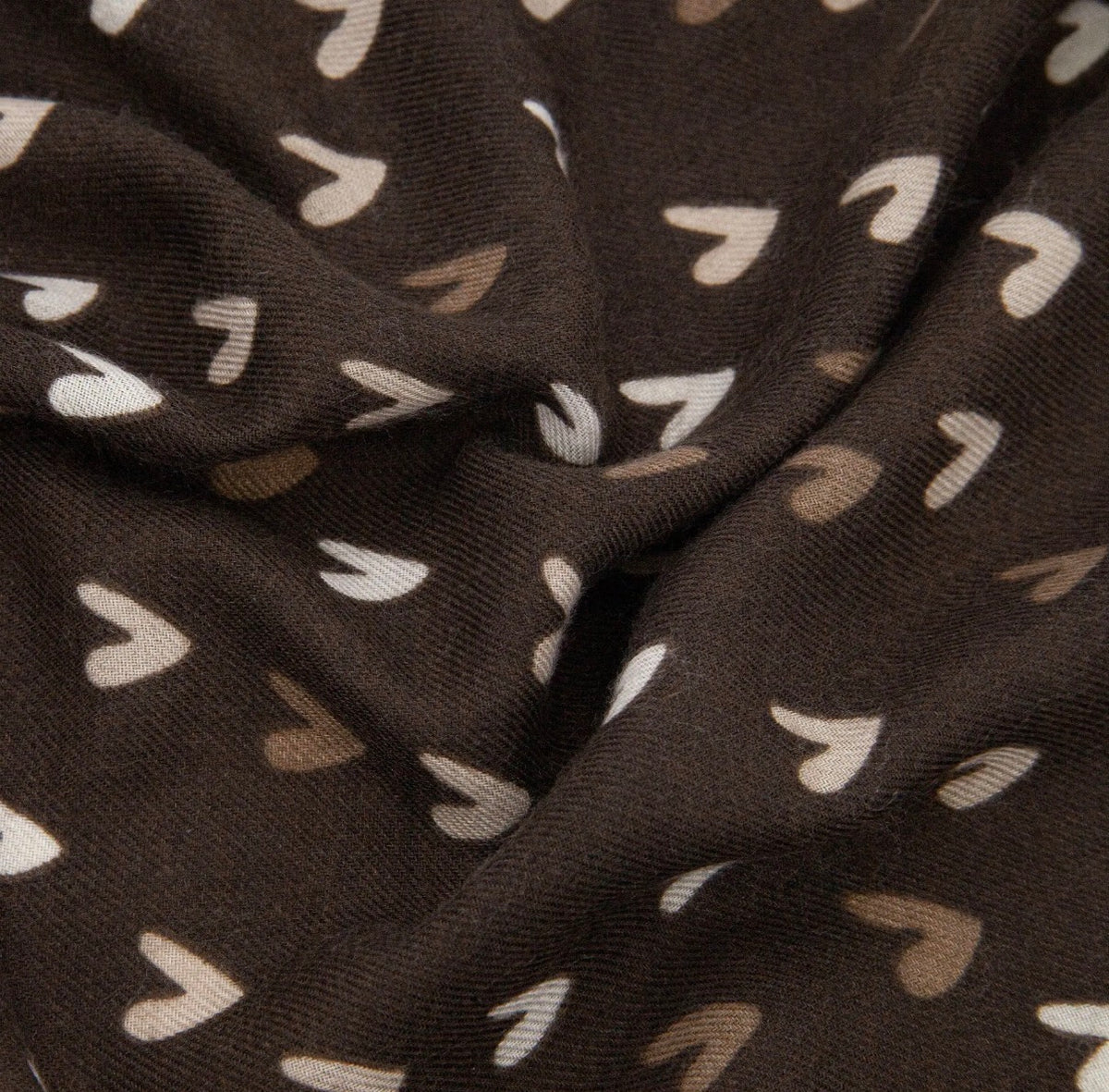 Sasha Heart Print Scarf | Brown