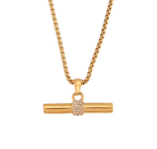 Crystal T-Bar Necklace