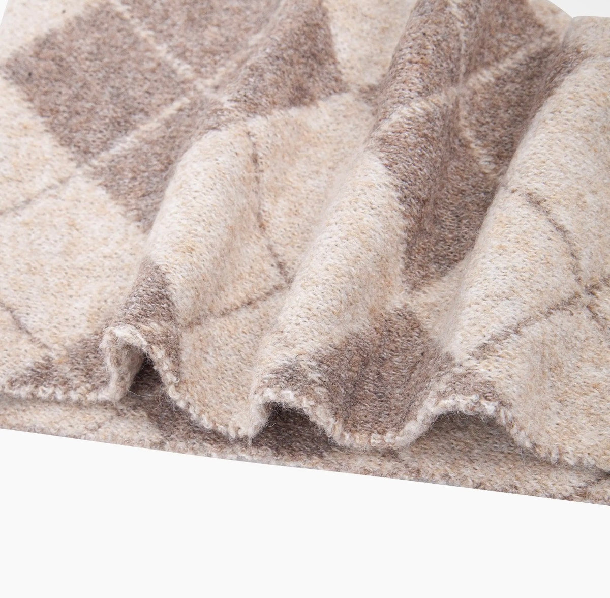 Argyl Cream + Beige Check Triangle Scarf