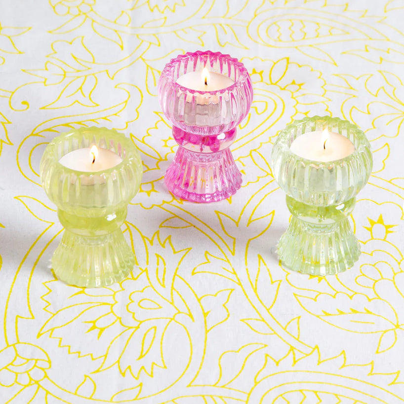 Glass Candle Holder | Pink