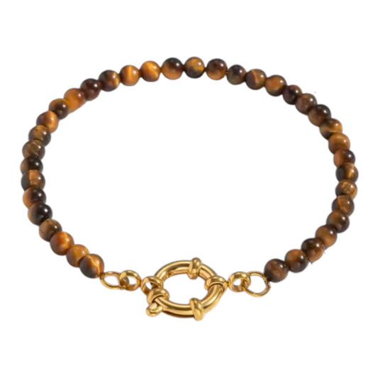 Retro Stone Beaded Bracelet | Brown