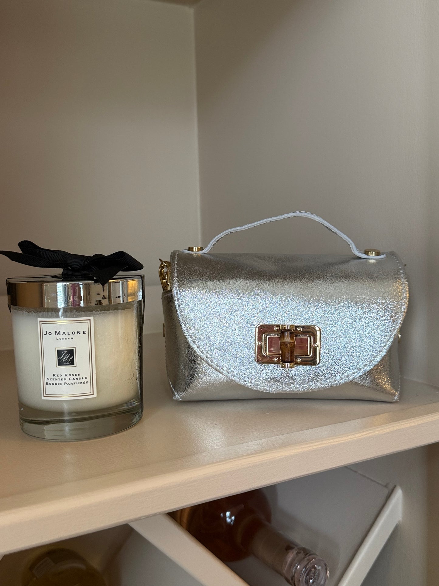 Milano Mini Leather Bag | Silver