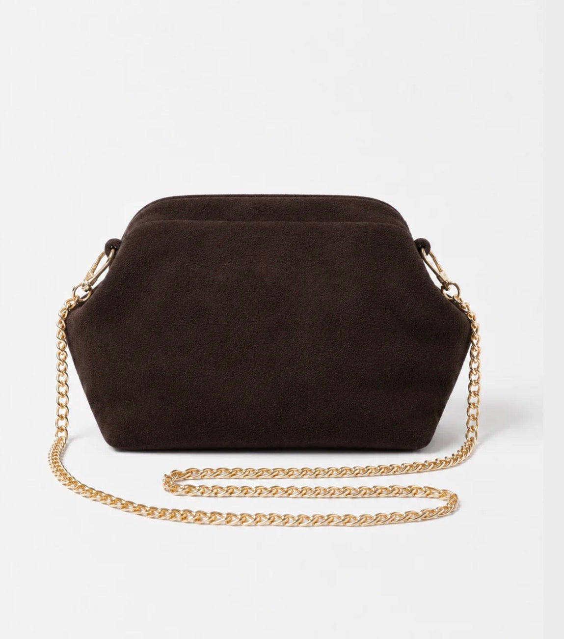 The Suede Shell Chain Bag | Chocolate