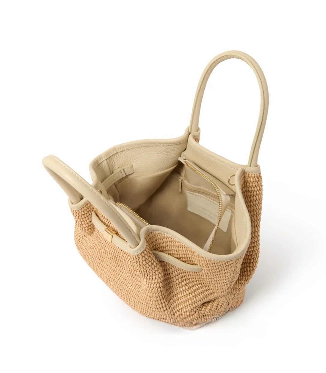 The Positano Raffia & Leather Tote Bag | Taupe
