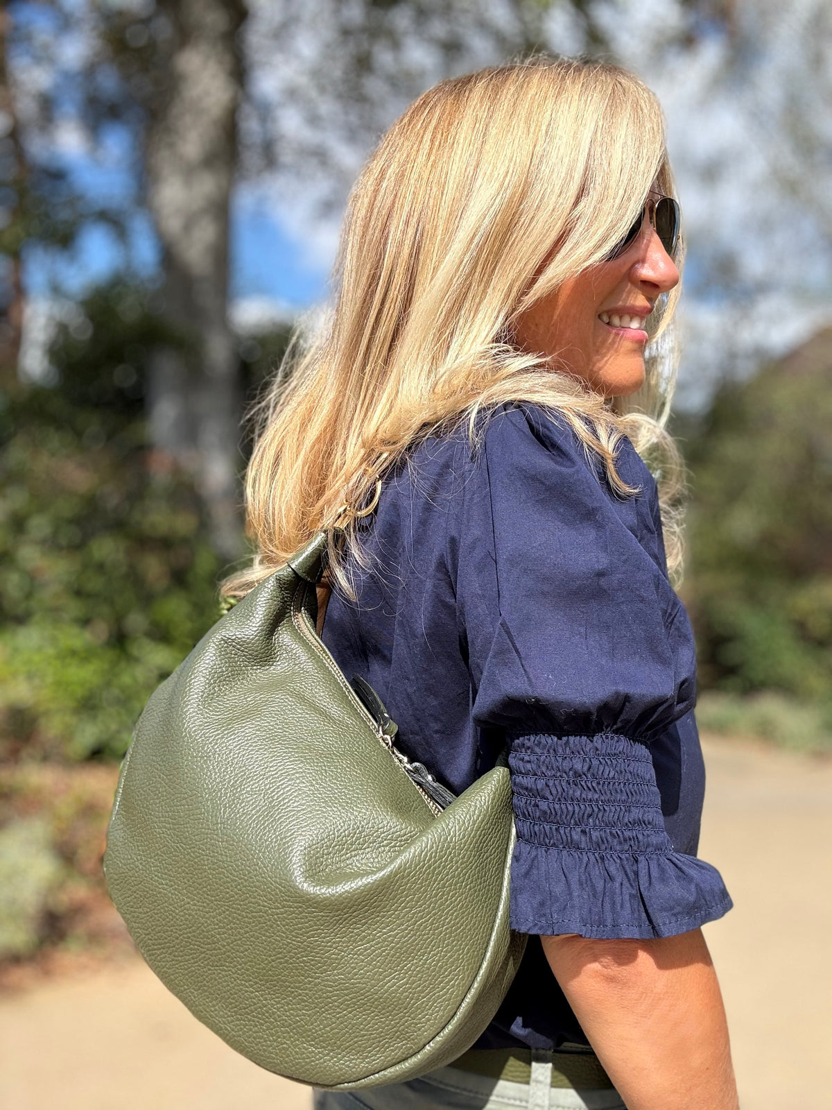 Valencia Crescent Hobo Bag | Olive